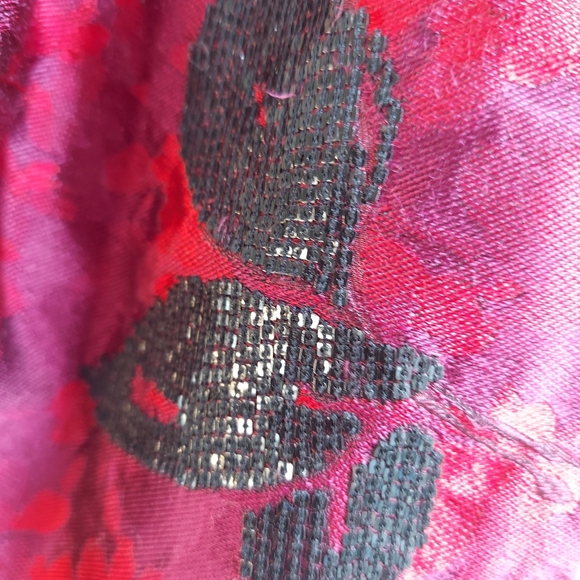 *$4,300 OSCAR DE LA RENTA RED PURPLE FLORAL BEAD JAQUARD RUNW DRESS M - Picture 10 of 12